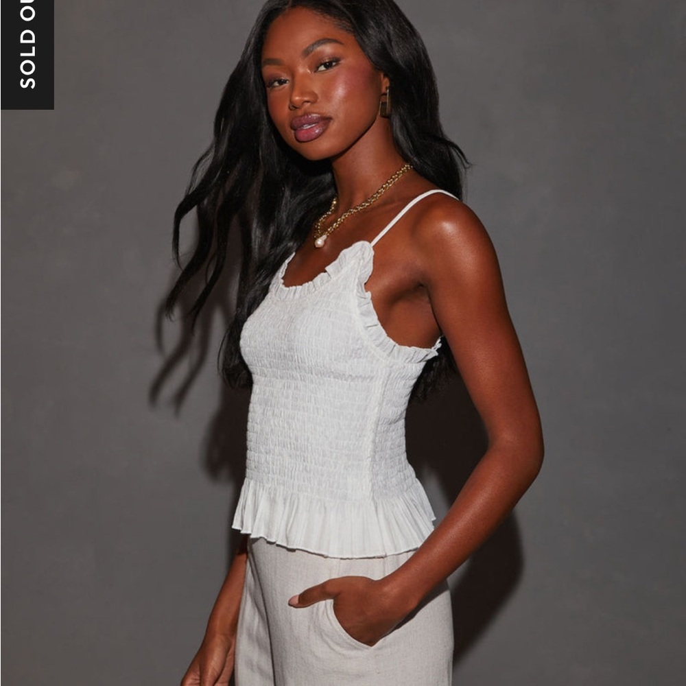 VICI White Ruffled Top - Picture 2 of 5